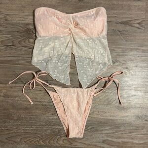 Zaful Blush Pink Lace Bikini Set